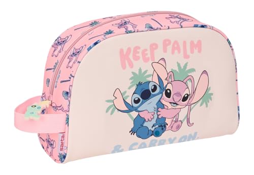 Stitch Beach - Neceser Escolar Infantil Pequeño con Asa, Neceser Infantil, Adaptable a Carro, Ideal para Niños de 5 a 14 Años, Cómodo y Versátil, Calidad y Resistencia, 28x10x18 cm