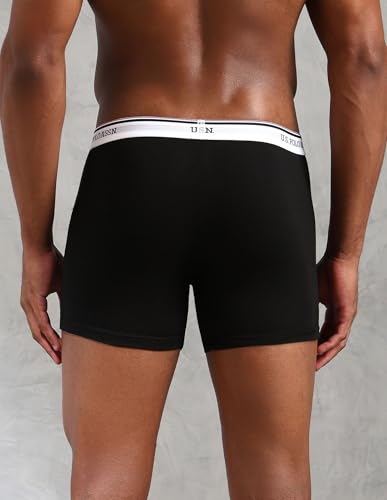 Image of U.S. Polo ASSN. Men's I667 Ribbed Cotton Mid Rise Underwear Trunks - Pack of 3