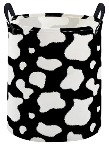 Image of ESSME Kids Laundry Basket,Cow Hamper Collapsible Canvas Waterproof Storage Bin for Boys, Cute Hamper,Gift Baskets(Cow)