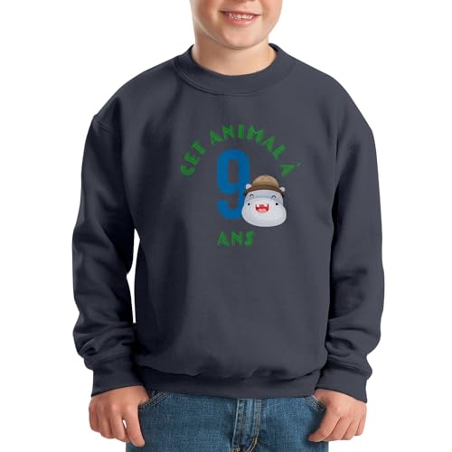 Sweatshirt enfant anniversaire 9 ans vêtement thème animalier safari