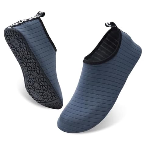 Nyicey Water Shoes Barefoot Quick-Dry Aqua Socks for Swim Pool Beach Outdoor Surf Yoga Exercise, 8.5-9.5 Women/7.5-8.5 Men, Grey Cover