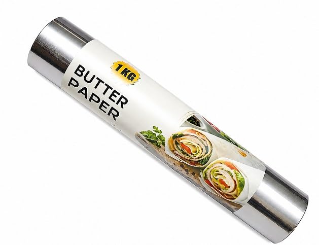 2 in 1 Silver Paper and Butter Paper Roll 1 KG | Food Wrapping, 1 KG Roll-image-10
