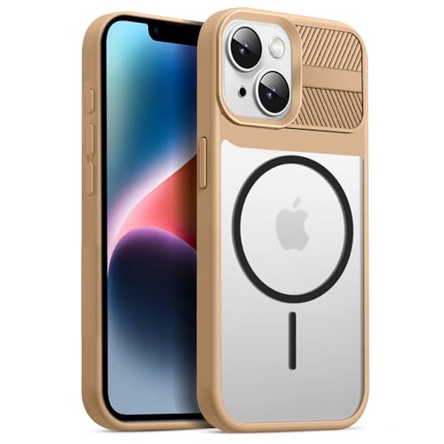 Image of KARWAN️ Magnetic Clear Back Case Cover for iPhone 14 Plus / 15 Plus (6.7-Inch-) |Acrylic Transparent Slim | Shockproof iPhone 14 Plus / 15 Plus Mobile Phone Back Cover [Clear Back] [TPU + Pc] [Brown]