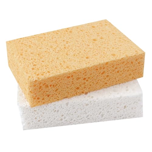 Mektler Extra Large Cellulose Kitchen sponges, 5.9" x 4.3" x 1.4", 2-Pack
