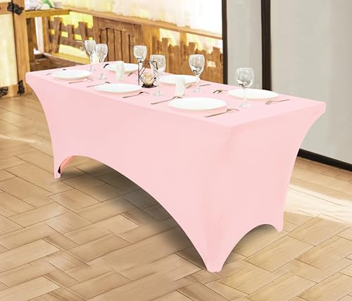 image for Utopia Kitchen Spandex Tablecloth 1 Pack [6FT, Pink] Tight, Fitted, Wa