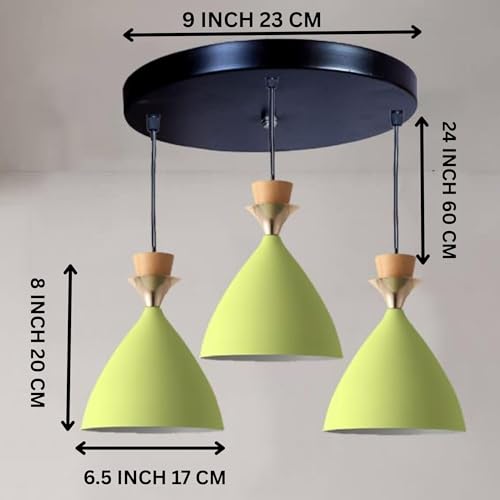 Image of Triple Dome Moss Green Aluminium Hanging Pendant Light - Modern Antique Ceiling Lamp, Adjustable Drop, E-27 Holder, (Bulb is not Included) 3 Light Cluster Set