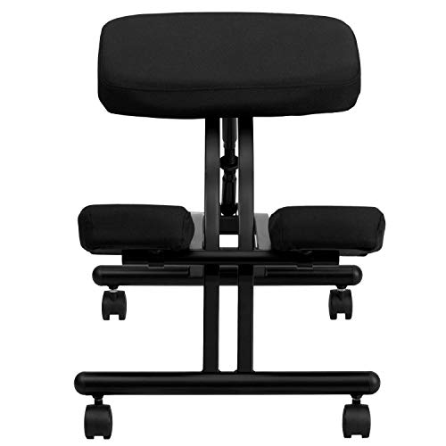 Flash Furniture Mobile Ergonomic Kneeling Office Chair in Black Fabric