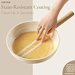 CAROTE Ceramic Pots and Pans Set Non Stick, Non-Toxic Cookwares, Healthy Ceramic Cookware Set 7Pcs，PFAS/PFOA Free，Kitchen Induction Cooking Sets Dishwasher Safe, Cream White - Image 4