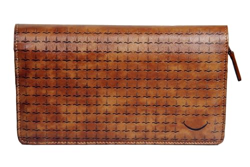 Image of Sukeshcraft Multiple Cheque Book Holder | Original PU Holds Upto 8 Cheque Books, Dual Tone Brown