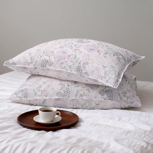 CHUFFED 100% French Linen Pillow Cases Spring Ivy Print, Farmhouse