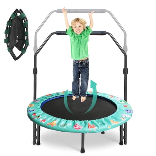 Trampolin für Kinder, Ø ca 92cm Mini-Trampolin Faltbar mit Abnehmbarer...