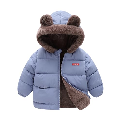 Girls Boys Fleece Coat Warm Puffer Hooded Jacket Cute Bear Ear Sherpa Lined Outerwear Winter Thicken Down Snow Coats