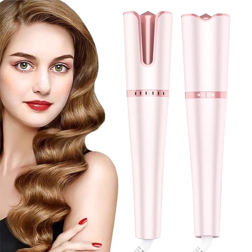 Big Wave Automatic Hair Curler, Ceramic perm?Automatic Curling Iron with 6-Speed Temperature Control, Fast Heating, 1-Hour Smart Power-Off Function, in Pink.