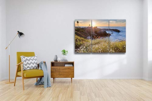 7Houarts Sunset At La Jolla Cove Beach, San Diego, California Canvas Wall Artwork Poster Modern Home Wall Unique Pattern Wall Decoration Stretched And Framed - 3 Piece #TOP2