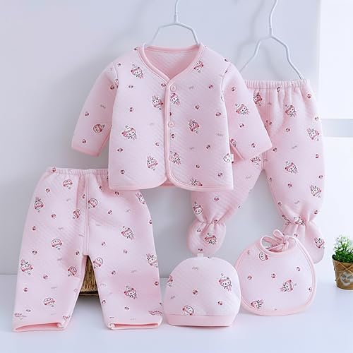 Image of Presents New Born Baby Winter Wear Printed Baby Clothes 5Pcs Sets 100% Cotton Boys Girls Unisex Baby Cotton /Winter or Flannel Suit Infant Clothes
