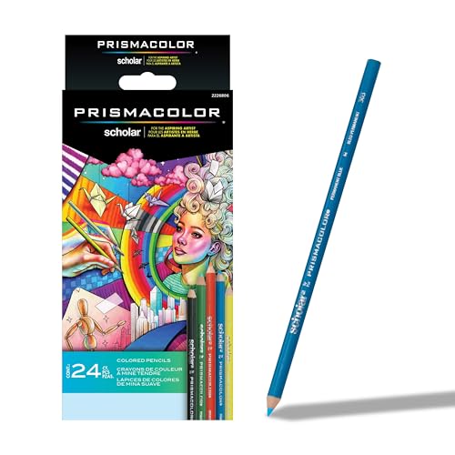 Prismacolor Scholar Colored Pencils, Art Supplies Perfect for Sketching, Drawing, Coloring, Assorted, 24 Count