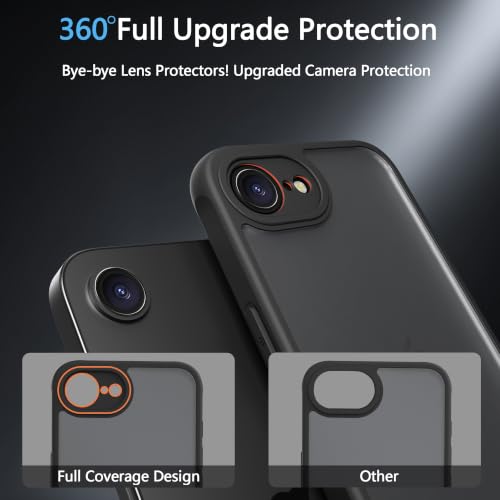 Image of for iPhone 16E /17e Case Translucent Matte Phone Cover, [10 FT Military Grade Drop Protection] Slim Durable Shockproof Protective Bumper (Black, iPhone 16E /17e)