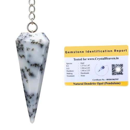 Image of Dendrite Opal Pendulum Dowsing Tool - Natural Crystal Pendulum for Spiritual Guidance - Premium Dowser Pendulum for Accurate Divination and Energy Healing - Perfect for Energy Healing and Chakra Balancing - Handcrafted with Precision and Elegance