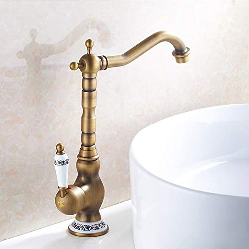 Grifo Monomando para Cocina o Baño, Mezcladora Giratorio 360°, Grifo para Lavabo (Cartucho Cerámico, Montaje con un Orificio)