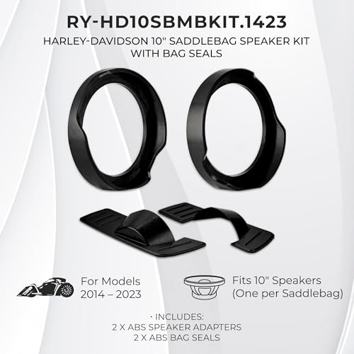 DS18 RY-HD10SBMBKIT.1423 Kit de Altavoces para Alforjas de 10" con Sellos para Bag – Compatible con Harley-Davidson Touring Modelos 2014–2023 – Adaptadores de Altavoz ABS, Plantillas de Corte Incluidas miniatura 2