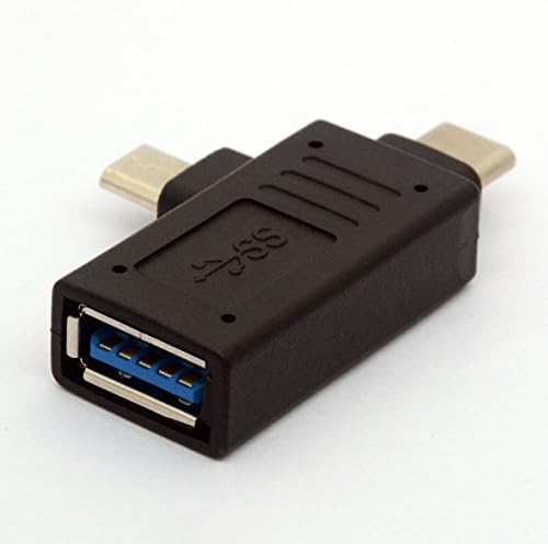 BSHTU 2-in-1 Micro USB 3.0 & 2.0 Type C OTG Adapter, USB-C Male Micro USB Male to USB-A 3.0 Female Converter On The Go for Android Google Nexus Samsung Galaxy Note ect. (90 Degree)