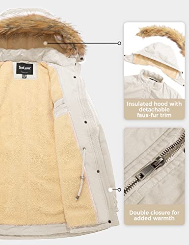 Soularge Women's Winter Plus Size Sherpa Lined Jacket with Hood(Beige,1X) — view 4