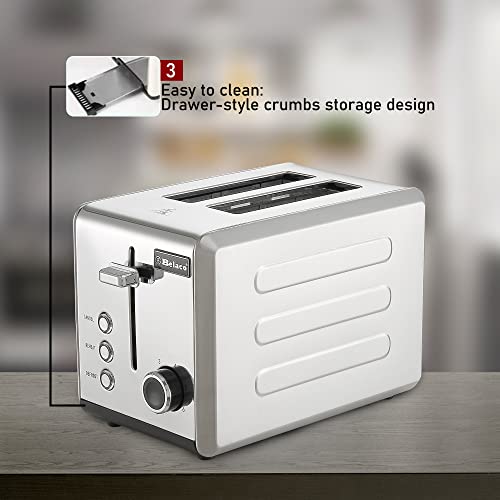 Belaco 2-Slice Toaster Wide Slots with Frozen, Cancel and Reheat Settings, Full Stainless-Steel Body, 810W - Image 7
