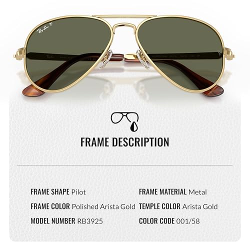 Image of Ray-Ban RB3925 AVIATOR MAX Pilot Shaped Sunglasses for Men & Women with Official RAYBAN Eyewear Kit - Classic Timeless Design