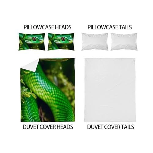 Housse de couette serpent animaux literie microfibre imprimé 3D lit 260x220cm