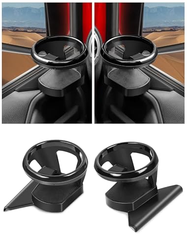 Savadicar Front Door Cup Holder Compatible with 2011-2018 Jeep Wrangler JK JKU, Supports Cup & Bottles Up to 30 oz Size, Extension Accessories for Jeep Door, 2 PCs