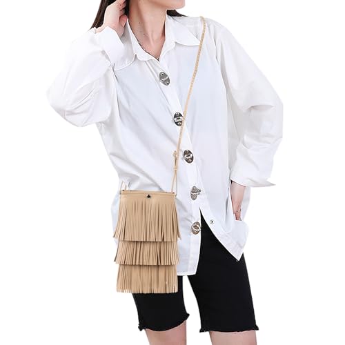 Fashion Multilayer Tassel Cell Phone Purse Leather Fringe Small Crossbody Bag with Adjustable Strap for Women Girls3