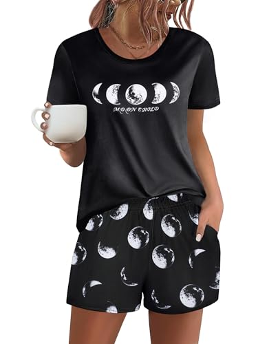Image of Ekouaer Women's Pajama Sets Short Sleeve Pjs 2 Piece Top and Shorts Sleepwear Comfy Soft Lounge Sets with Pockets