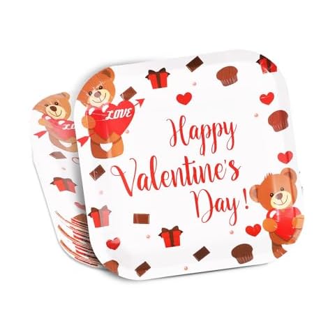 18pcs Valentine Dinner Plates with Romantic Design Cover