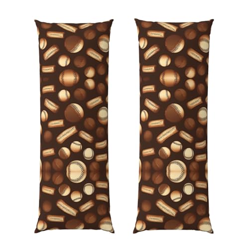 Housse de coussin rétro marron avec imprimé baseball vintage - 2
