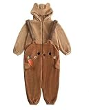 Tinpia Cartoon Kigurumi Bear Onesies Female Flannel Hooded Onesies Adult Animal Halloween Christmas Cosplay Pajamas Onesies Cute Dress Up