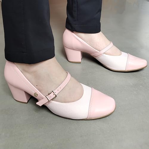 Sapato Conforto Firezzi Joanete 259514 Salto Médio (Rosa, BR, Adulto, Numérico, 36)
