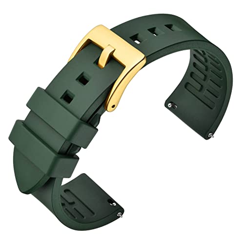 Bracelet montre 19mm caoutchouc fluoré vert ANNEFIT boucle dorée flash