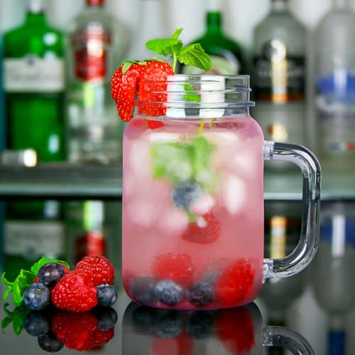 Plastic Mason Drinking Jar Glasses 20oz / 568ml - Set of 4 - bar@drinkstuff BPA Free SAN Plastic Drinking Jars with Lid & Straw - Image 6