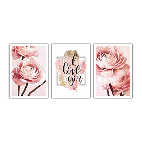 Toile ranunculus fleur affiche scandinave 3 pièces pour déco de salon