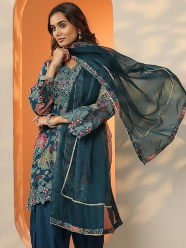 Image of Libas Printed Poly Crepe Straight Kurta set for Women | daily wear suit