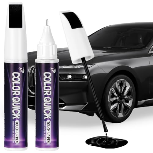 NUTKIT Lackstift Auto, 2 in 1 Felgen Reparaturset, Auto Kratzer Reparatur Lackstift Schwarz mit Pinselkopf＆Spitze, Ausbesserung von Kratzern, Chips und Abplatzungen, für Autos Motorräder Transporter