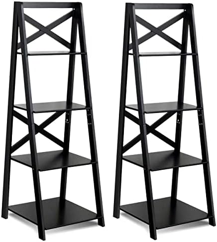 UHTQ 4-Tier Bookshelf Bookcase Ladder Shelf 2PCS Storage Display Rack Home Shelf Wall Shelves Book Shelf Bathroom Shelves Book Shelves Home Decor Clearance Bathroom Shelf Blanket Ladder Shelves