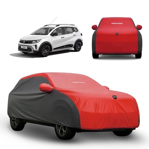 Image of PROTEGO Prime Series India's 1st Anti-Tear Car Cover for Renault Triber | Heavy-Duty, Custom Fit, All Weather Protection | 100% Waterproof, Windproof & Hail Resistant | 2-Year Warranty | Red + Black