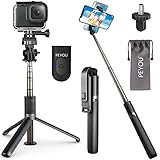 82CM Selfie Stick Stativ [Wiederaufladbar], PEYOU 4 in 1 Bluetooth Selfie Stange mit Fernauslöse,Aluminium Erweiterbar 360° Rotation Monopod Kompatibel für Gopro Alle Handy iPhone Samsung Huawei