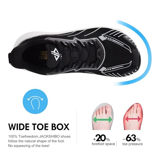Image of JACKSHIBO Slip in Men Hands Free Wide Toe Box Shoes Slip on Arch Support Wide Sneakers for Running Walking Tennis Athletic Plantar Fasciitis Orthopedic Shoe Zero Drop Cushion Thick Sole Width Shoes