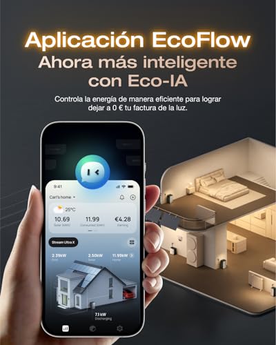 Miniatura 5 de Ef Ecoflow Stream Ultra X Batería De 3,84 Kwh Para Kit Solar, Entrada Solar De 2800 W 4 Mppt , Dos Puertos De Ca De 2300 W, Batería Lfp De 6000 Ciclos, Control Inteligente Con Ia, Plug-And-Play