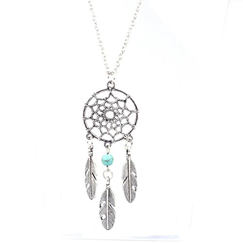 Bestpriceam Bohemian National Wind Tassel Feather Turquoise Long Necklace