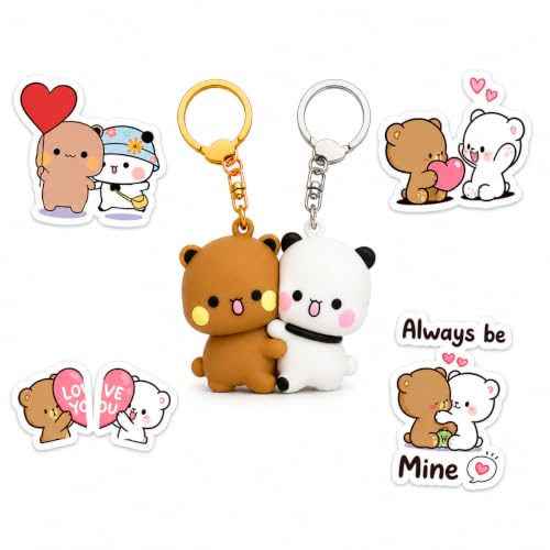 Image of Bubu Dudu Magnetic Couple Keychain for Boyfriend Girlfriend, Cute Bubu and Dudu Gift, Matching HugKeychain for Couples, Bubu and Dudu Keychain