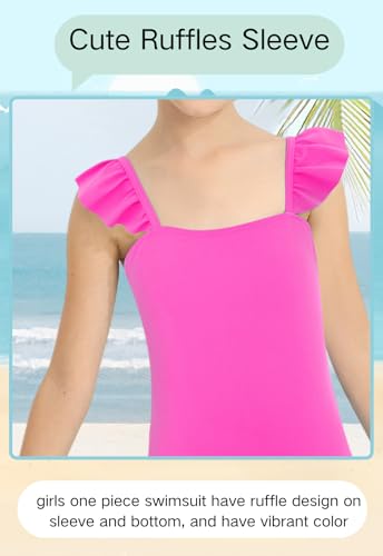 Image of DAXIANG Girls One Piece Ruffle Strap Swimsuit Quick Dry Mermaid Swimwear Beach Sport Bathing Suit for Toddler Kids 4-11 Years