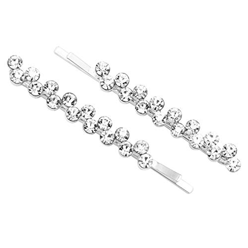 Rosemarie & Jubalee Women's Hair Barrette Clip Rhinestone Bobby Pins Round Crystals (Clear Crystal)